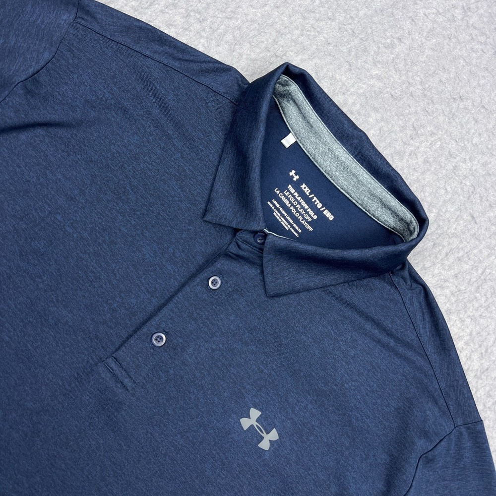 Under Armour The Playoff Polo Mens XXL Blue Loose Performance Golf Shirt 1351131